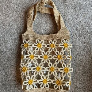 Lele Sadoughi Natural Daisy Crochet Shoulder Bag